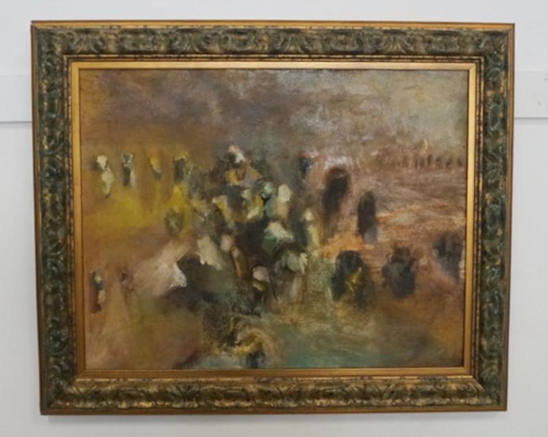 Sale Photo Thumbnail #116: 1116	FRAMED OIL ON CANVAS, ABSTRACT IMAGE, ARTIST SIGNED ON BACK, APPROXIMATELY 34 1/2 IN X 28 1/2 IN OVERALL
