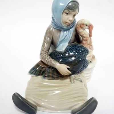 1066	LLADRO PORCELAIN FIGURE *GIRL WITH TURKEY* APPROXIMATELY 6 1/2 IN HIGH
