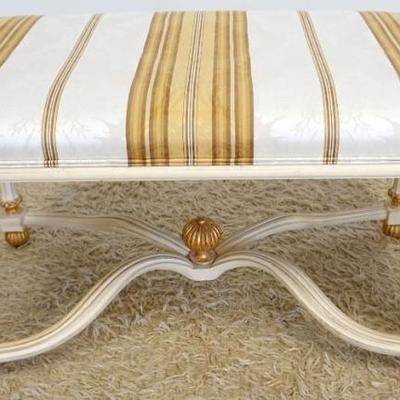 1224	ITALIAN *DECORATIVE CRAFTS* HANDMADE UPHOLSTERED BENCH WITH GILT ACCENTS, APPROXIMATELY 35 IN X 20 IN X 19 IN H
