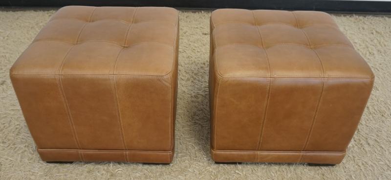 Sale Photo Thumbnail #214: 1213	PAIR OF BALLARD LEATHER OTTOMANS/FOOT STOOLS, EACH APPROXIMATELY 20 IN X 29 IN X 17 IN H
