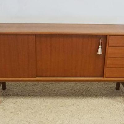 1241	MID CENTURY MODERN TEAK 2 DOOR, 4 DRAWER WALL SERVER WITH KEYS, APPROXIMATELY 79 IN X 18 IN X 32 IN H
