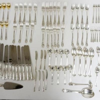 1085	TIFFANY STERLING SILVER *WINTHROP* FLATWARE SET, 152.17 OZT, INCLUDING 12-10 1/4 IN DINNER KNIVES, 12-7 1/2 IN FORKS, 8-9 1/4 IN...