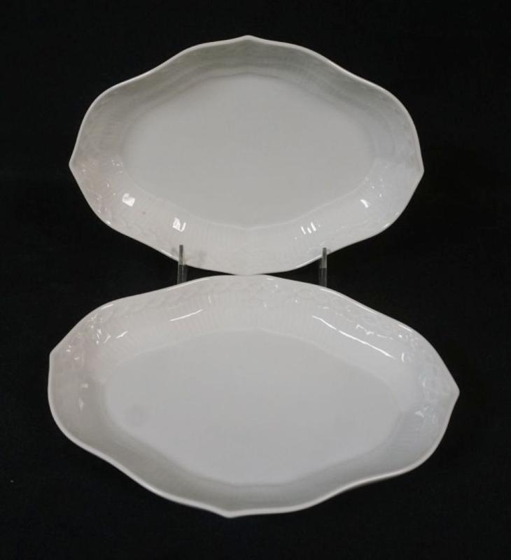 Sale Photo Thumbnail #28: 1028	ROYAL COPENHAGEN WHITE HALF LACE 2 OVAL SHALLOW BOWLS, EACH APPROXIMATELY 8 1/2 IN X 6 1/2 IN X 1 1/2 IN
