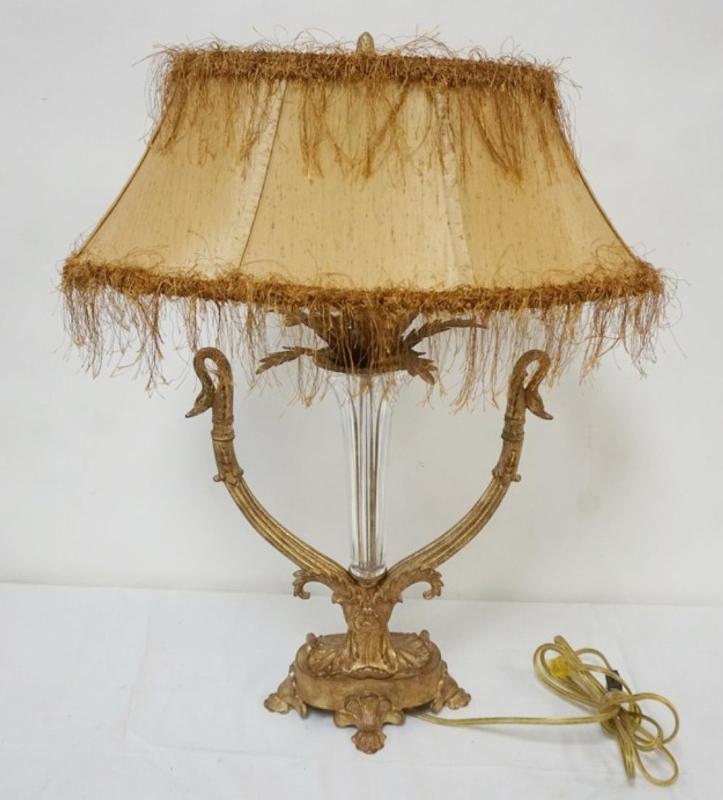 Sale Photo Thumbnail #177: 1176	FEDERICK COOPER ORNATE METAL AND GLASS TABLE LAMP, APPROXIMATELY 26 IN H
