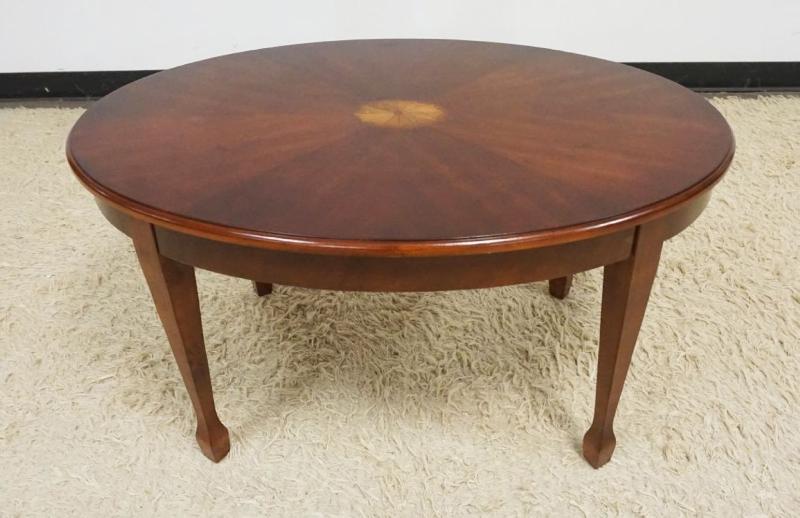 Sale Photo Thumbnail #279: 1278	OVAL OCCASIONAL TABLE WITH INLAID TOP, APPROXIMATELY 38 IN X 26 IN X 21 IN H

