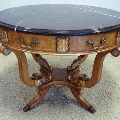 1268	CENTURY MARBLE TOP TABLE WITH 2 DRAWERS, APPROXIMATELY 41 IN X 30 IN H
