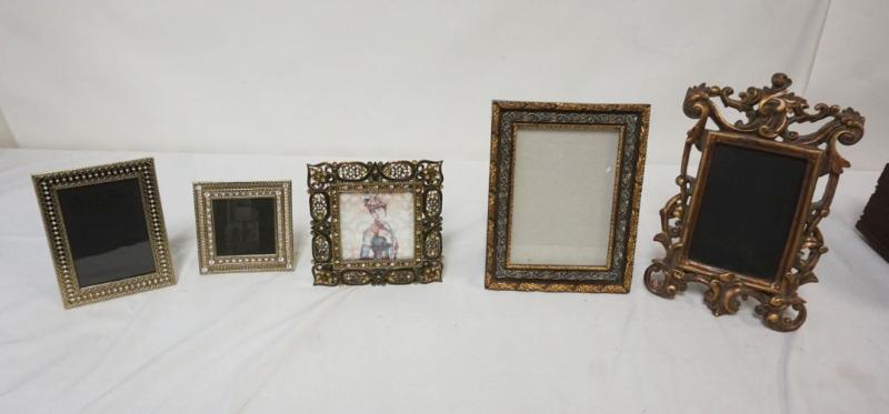 Sale Photo Thumbnail #165: 1164A	GROUP OF 5 DECORATIVE DRESSER TOP PHOTO FRAMES, 3 ARE JEWELED, LARGEST APPROXIMATELY 11 1/4 IN X 7 IN
