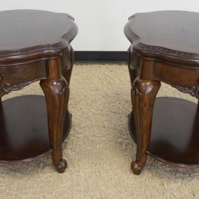 1262	PAIR OF MAHOGANY 1 DRAWER LAMP TABLES, EACH APPROXIMATELY 23 IN X 28 IN X 25 IN H
