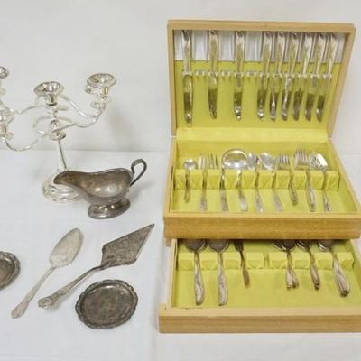 1106	GROUP OF ASSORTED SILVE PLATE ITEMS AND ROGERS FLATWARE
