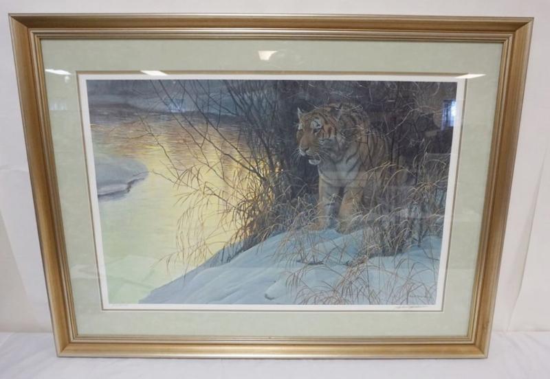 Sale Photo Thumbnail #141: 1141	ROBERT BATEMAN PRINT, FRAMED AND MATTED, PENCIL SIGNED AND NO. 312/4500 *SIBERIAN TIGER*, APPROXIMATELY 43 IN X 33 IN OVERALL
