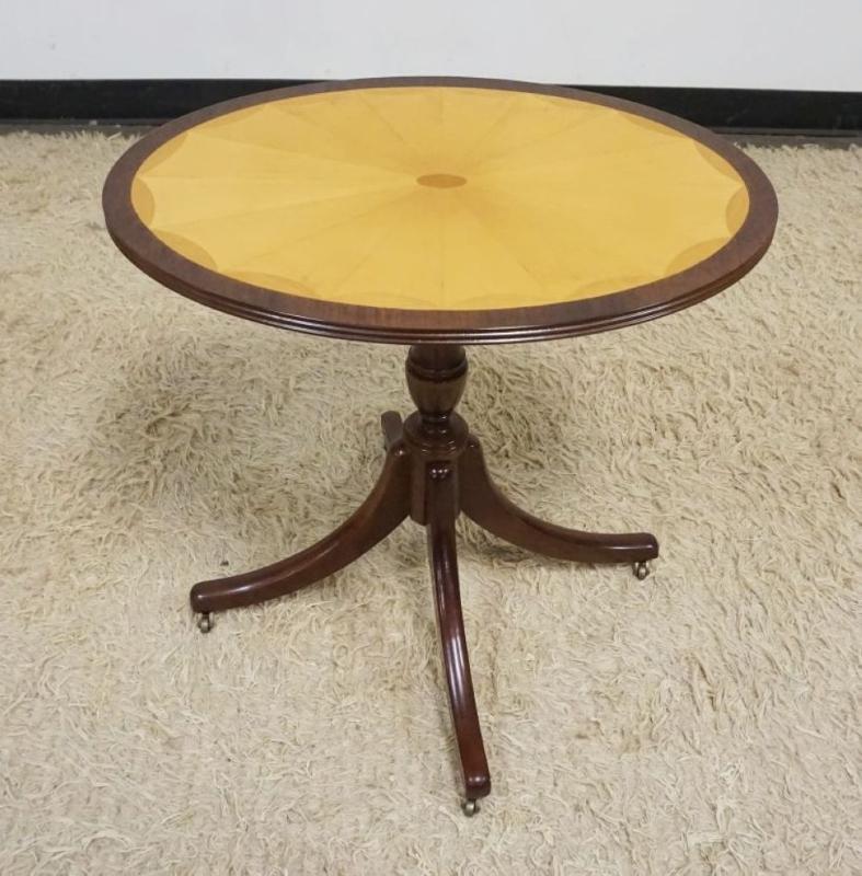 Sale Photo Thumbnail #278: 1277	MAHOGANY INLAID TOP STAND, APPROXIMATELY 24 IN X 18 IN X 23 IN H
