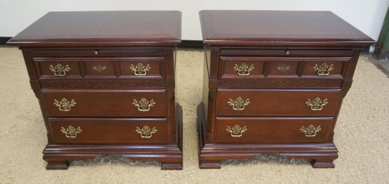 Sale Photo Thumbnail #262: 1261	PAIR OF STANLEY *AMERICAN HERITAGE COLLECTION* BED SIDE STANDS WITH PULL OUT SURFACES, EACH APPROXIMATELY 30 IN X 19 IN X 31 IN H
