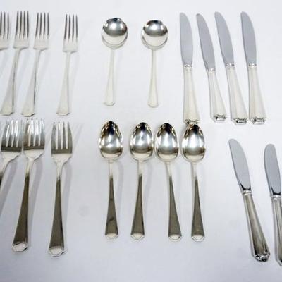 1086	STERLING SILVER GORHAM FAIRFAX FLATWARE, 17.1 OZT, WEIGHT NOT INCLUDING KNIVES, 4-7 1/4 IN FORKS, 2-6 1/4 IN SPOONS, 4-6 1/2 IN...