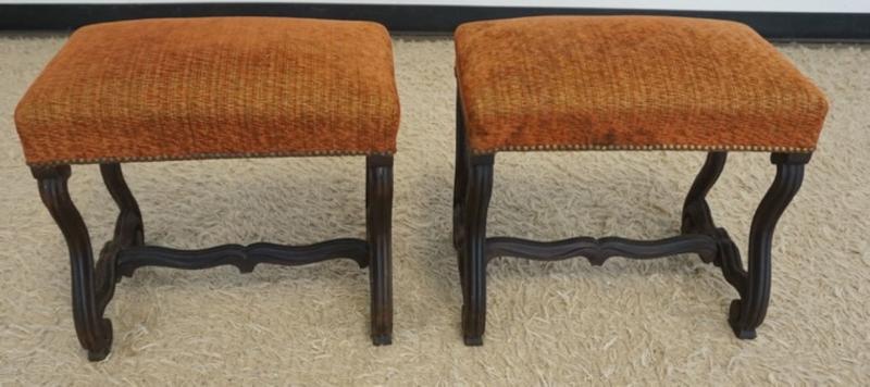 Sale Photo Thumbnail #266: 1265	PAIR OF UPHOLSTERED STOOLS, EACH APPROXIMATELY 20 IN X 13 IN X 19 IN
