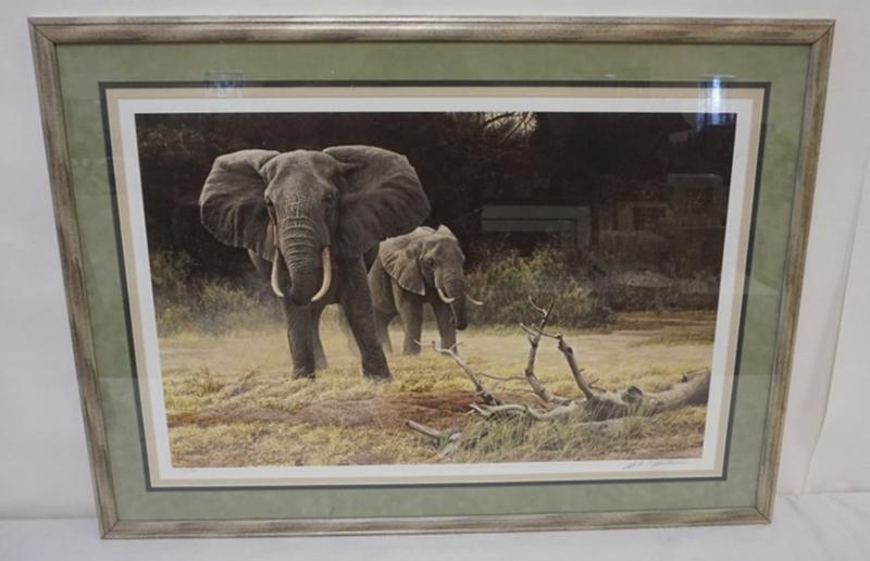 Sale Photo Thumbnail #139: 1139	ROBERT BATEMAN PRINT, FRAMED AND MATTED, PENCIL SIGNED AND NO. 837/950 *COW AND CALF*, APPROXIMATELY 32 IN X 28 IN OVERALL
