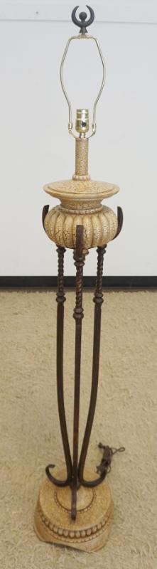 Sale Photo Thumbnail #222: 1221	CONCORD URN SHAPED FLOOR LAMP WITH WROUGHT IRON CENTER, APPROXIMATELY 12 IN X 63 IN H
