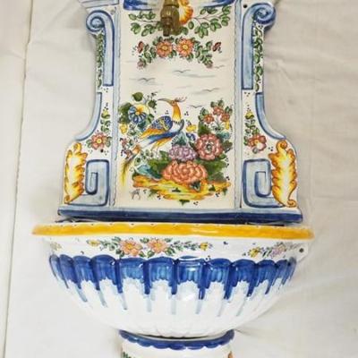 1042	CONTEMPORARY FRENCH FAIENCE LAVABO, APPROXIMATELY 20 IN X 11 IN X 48 IN HIGH

