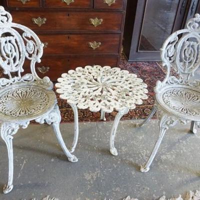 1292	CAST METAL GARDEN SET, TABLE WITH 2 CHAIRS
