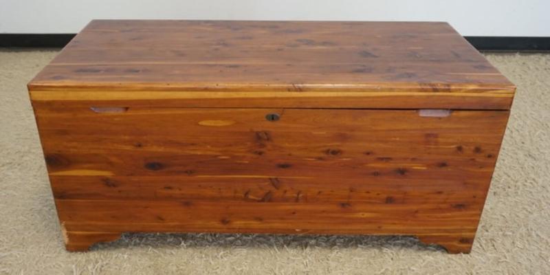 Sale Photo Thumbnail #265: 1264	F.W. WINT CEDAR CHEST APPROXIMATELY 48 IN X 21 IN X 23 IN H
