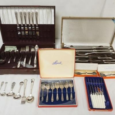 1102	GROUP OF ASSORTED SILVER PLATE FLATWARE INCLUDING SOME DANISH

