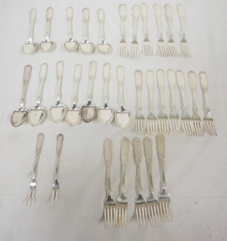 Sale Photo Thumbnail #101: 1101	FLATWARE SET HALL MARKED ON REVERSE
