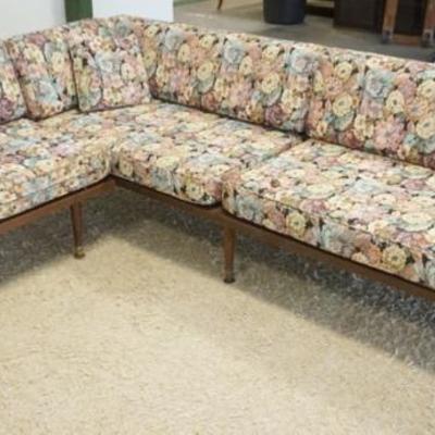 1253	MID CENTURY MODERN SECTIONAL SOFA WITH CANE SIDES, *MODERN FOAM FURNITURE, NEWARK, NJ*, APPROXIMATELY 125 IN X 72 IN X 30 IN H
