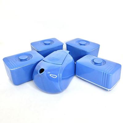 Blue Hall China Teapot and Canister Set 