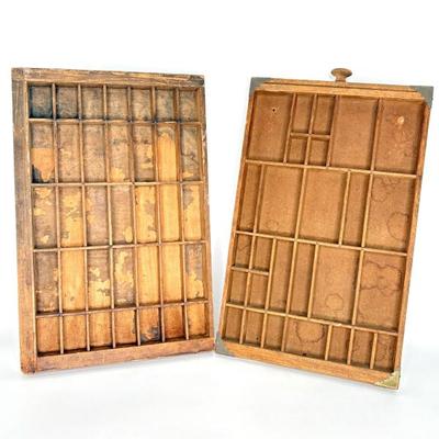 Set of 2 Vintage Shadowboxes / Print Trays 