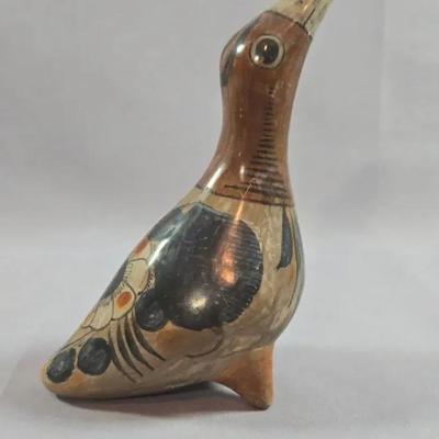 Mexican Tonala Hand Painted Pottery Duck