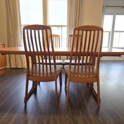 MCM Style Teak Dining Room Table with 4 Chairs