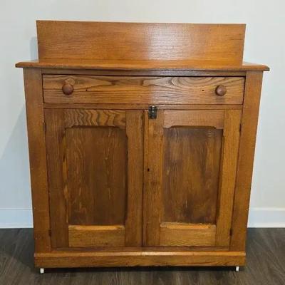 Antique Jelly Cupboard Oak with Pine Doors