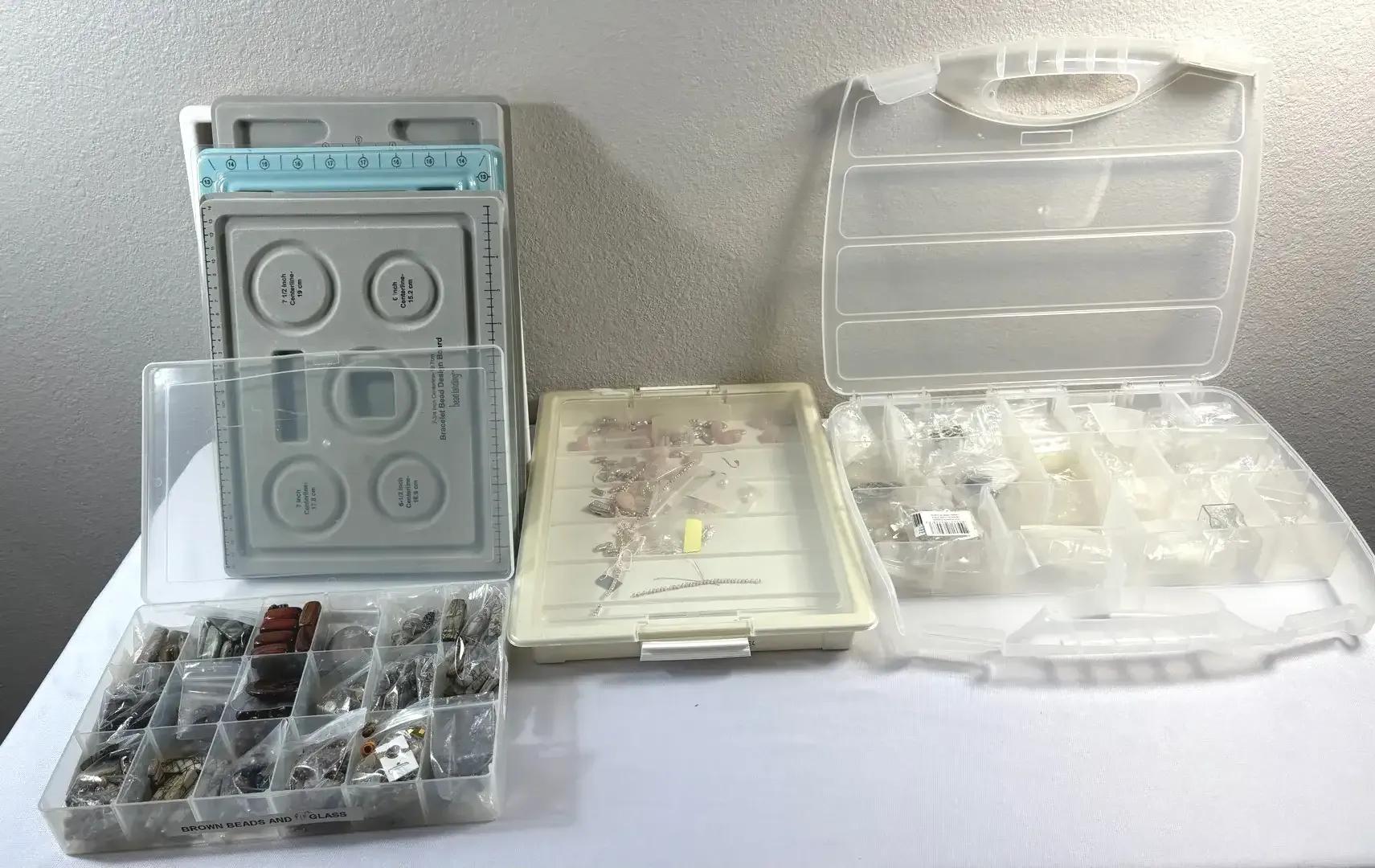 Bead Design Boards, Assortment of Beads, and Bead Totes 
