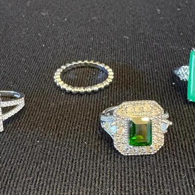 Sterling Rings w/ Emerald Type Stones