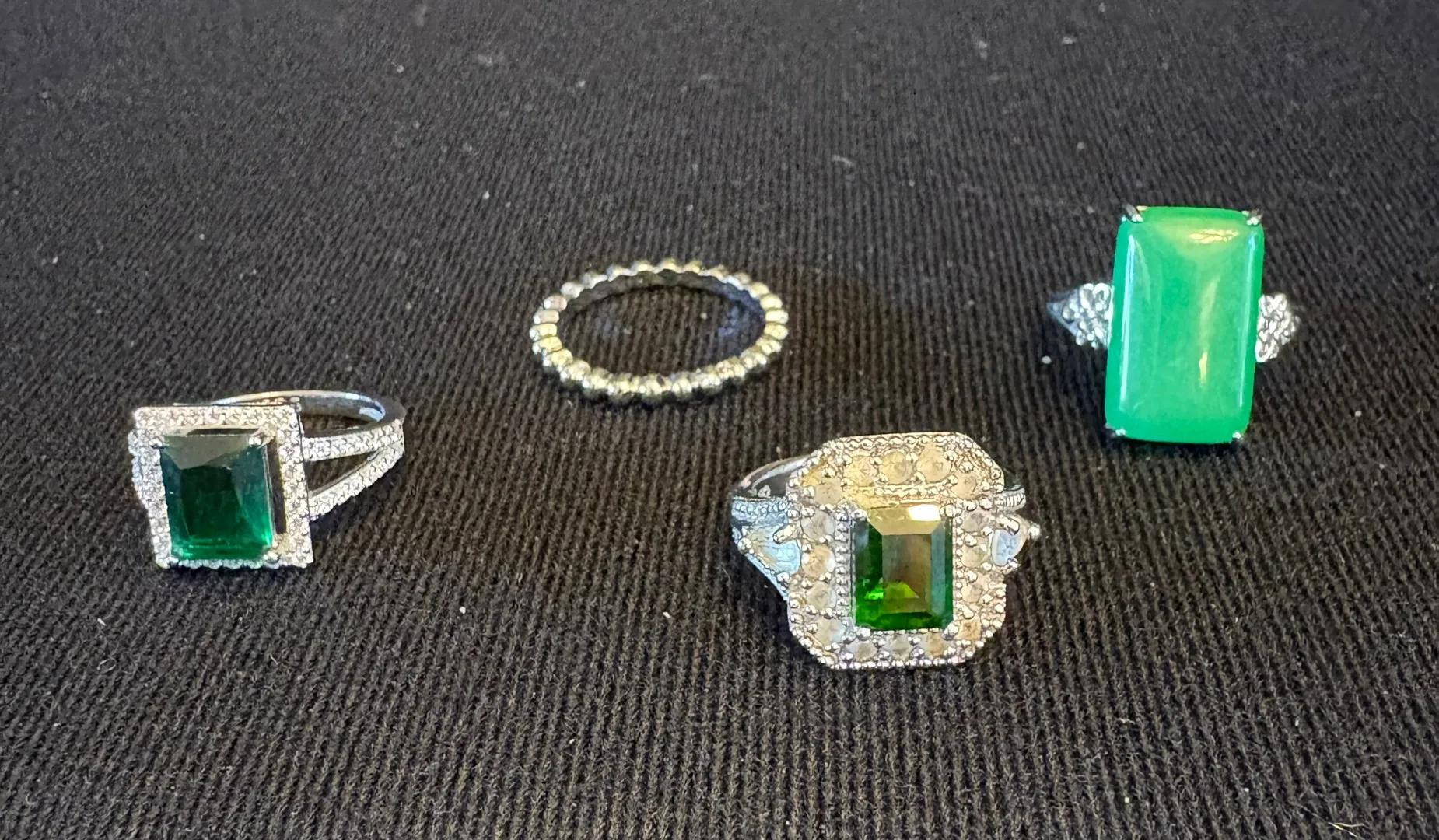 Sterling Rings w/ Emerald Type Stones