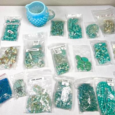 Amazonite Stone Bead Collection w/Fire Agate, and Addditional Assortment