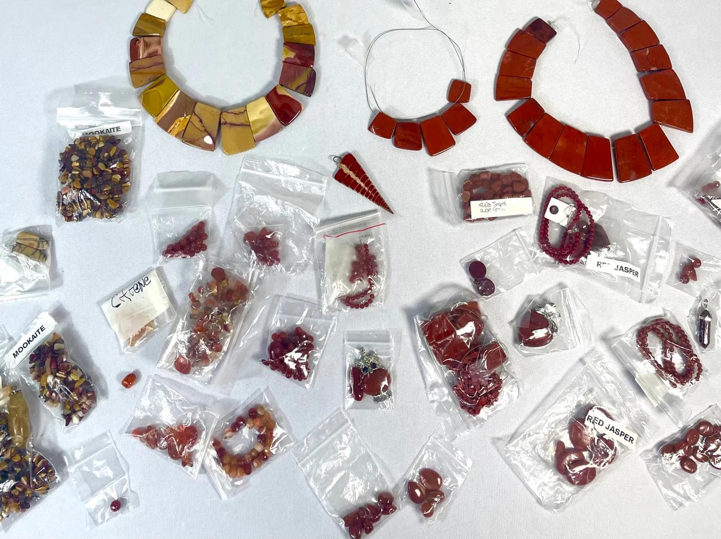 Red Jasper, Mookaite, and Citrine Beads 