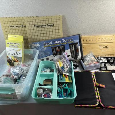 Bead Tube Tower, Macramé Boards, Jewelry Making Tools, and Additional Supplies