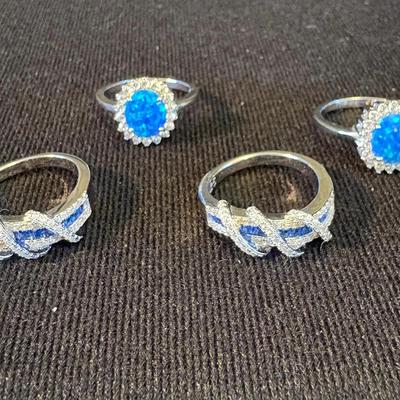 Sterling Rings w/ Blue Stones (Australian Opal or Sapphire Stones) 