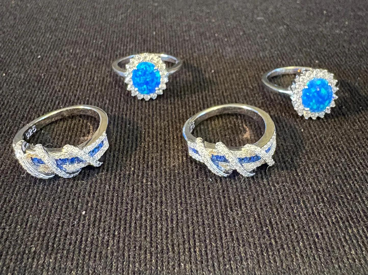 Sterling Rings w/ Blue Stones (Australian Opal or Sapphire Stones) 
