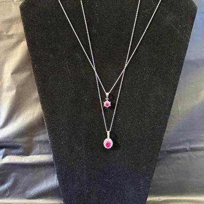 Sterling and Garnet Necklaces, Earrings and Ring Set