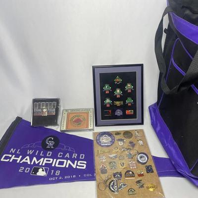 Colorado Rockies 2018 World Series Pennants, Collector Pins, Coasters and Cooler!
