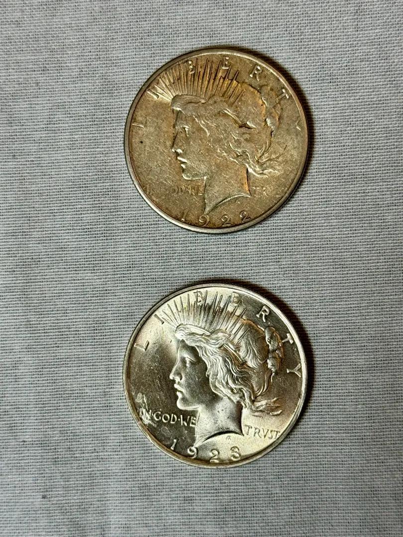 (2x) Peace Silver Dollars 1922-S & 1923