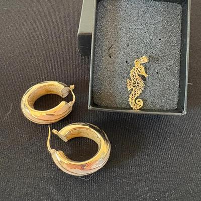 14k Gold Earrings and Pendant