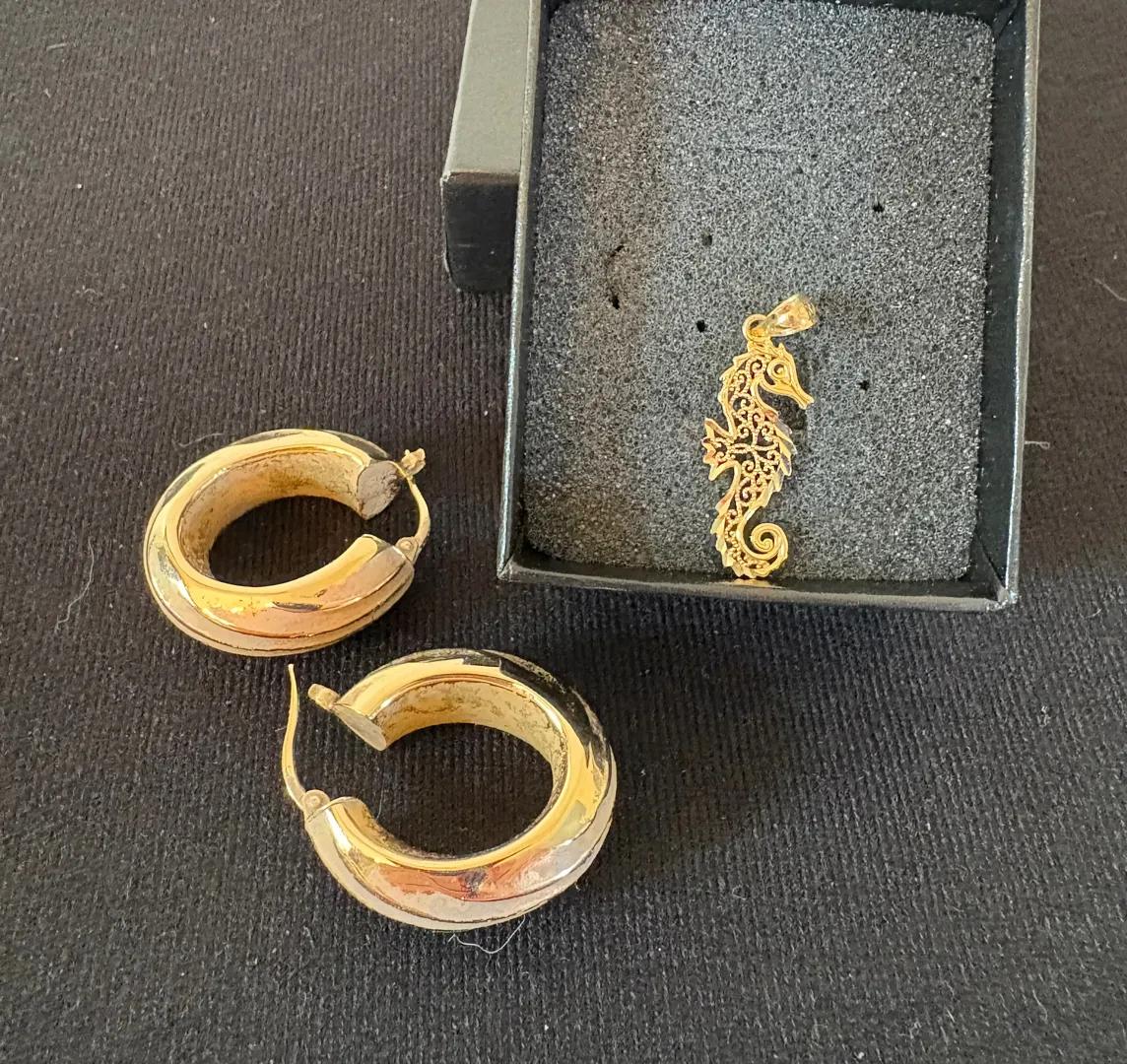 14k Gold Earrings and Pendant