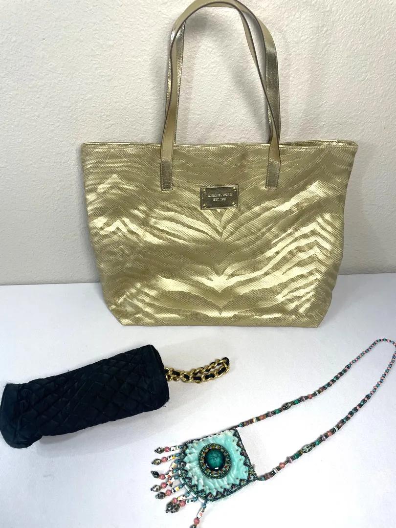 Michael Kors Bag, Mini Beaded Pouch, and Black Handbag