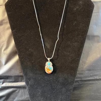 10k Gold Ring with Sterling Turquoise Pendant 