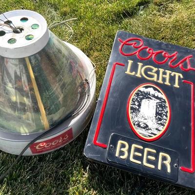 Coors Hanging Light & Coors Light Up Sign 