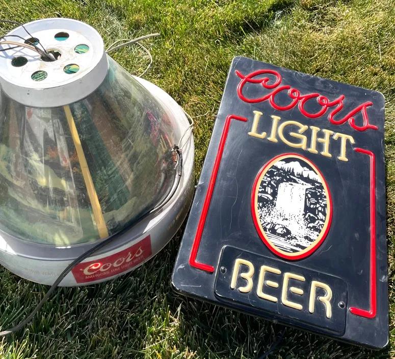 Coors Hanging Light & Coors Light Up Sign 