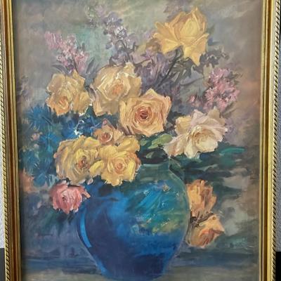 Laura H Jacobs Vintage Floral Gold Framed Print 19 X 22