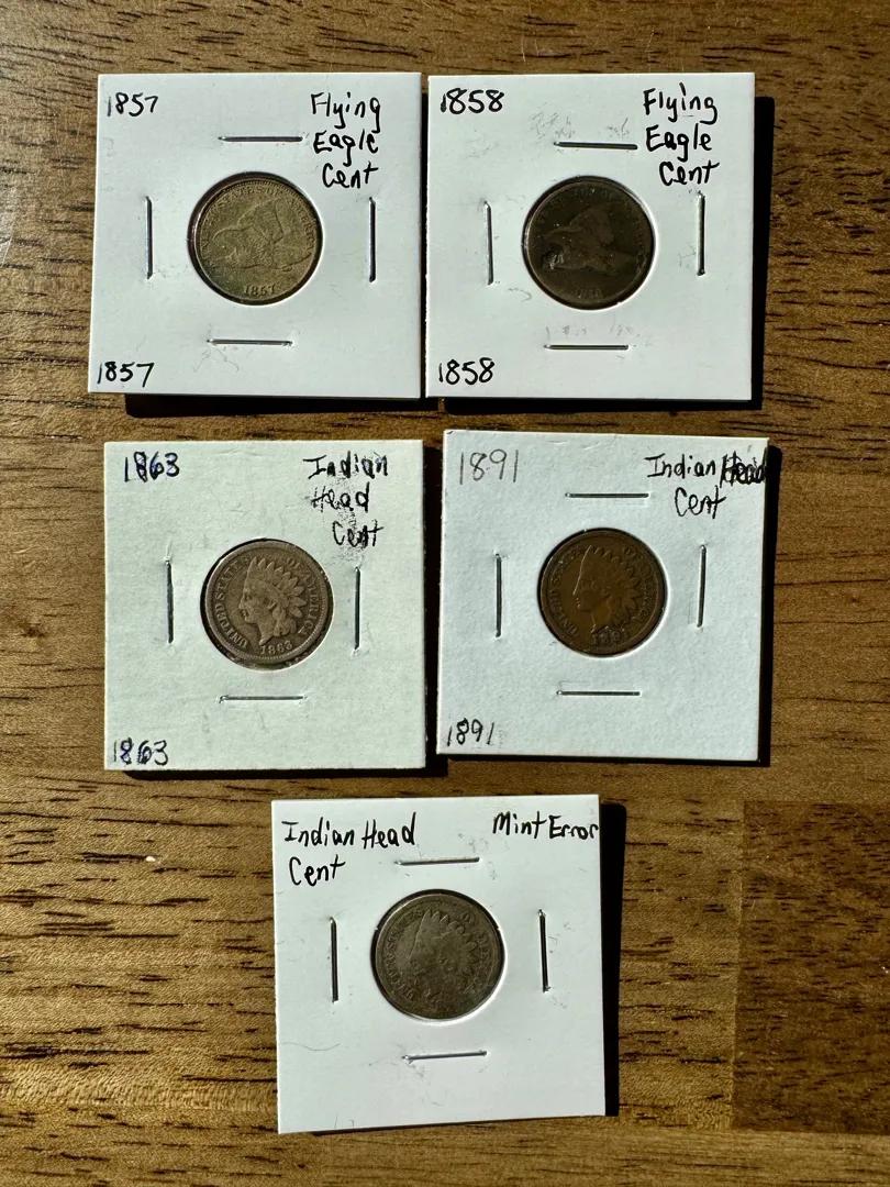 Flying Eagle and Indian Head Cents
